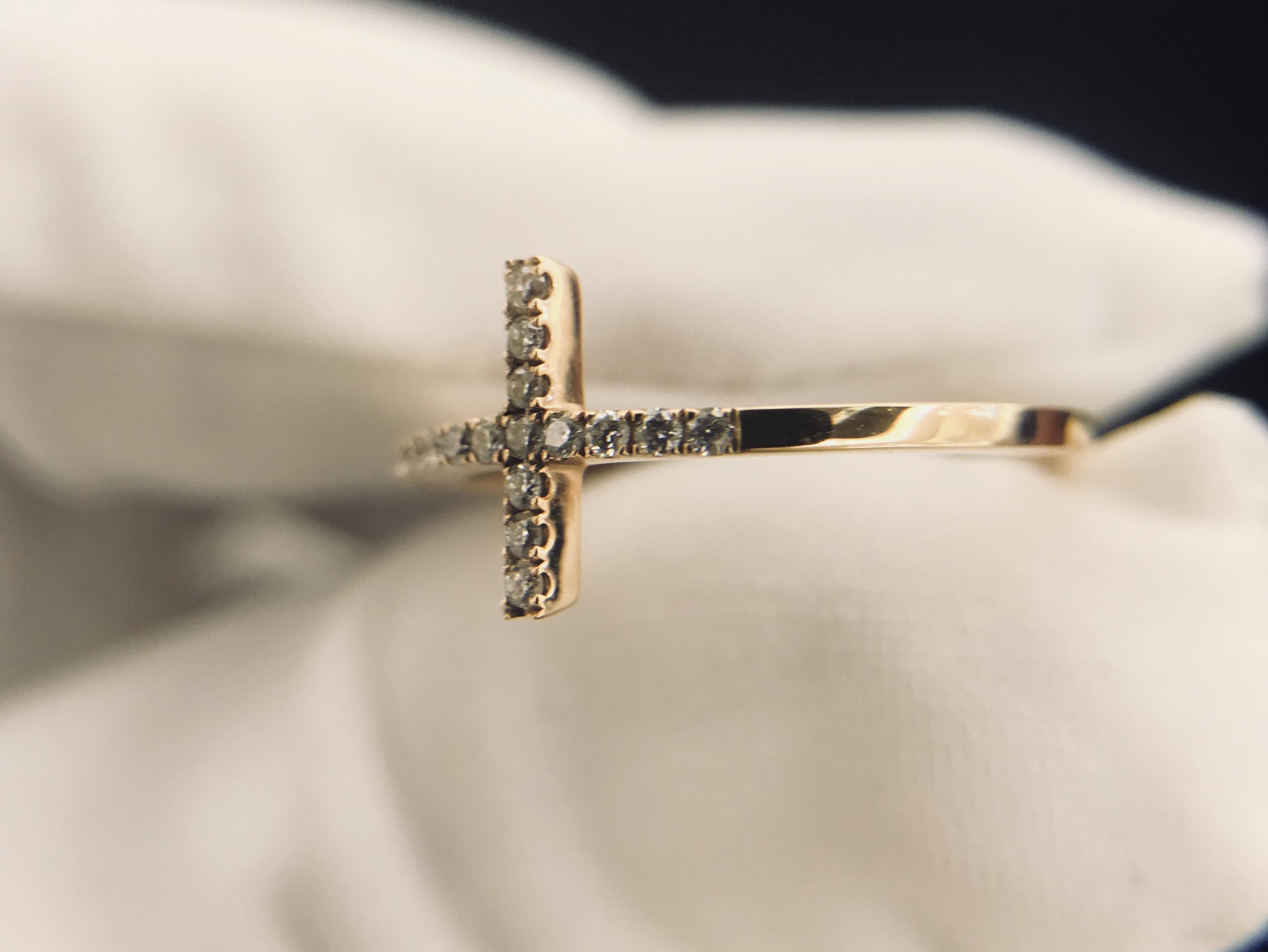 18K红十字架钻石戒指女戒