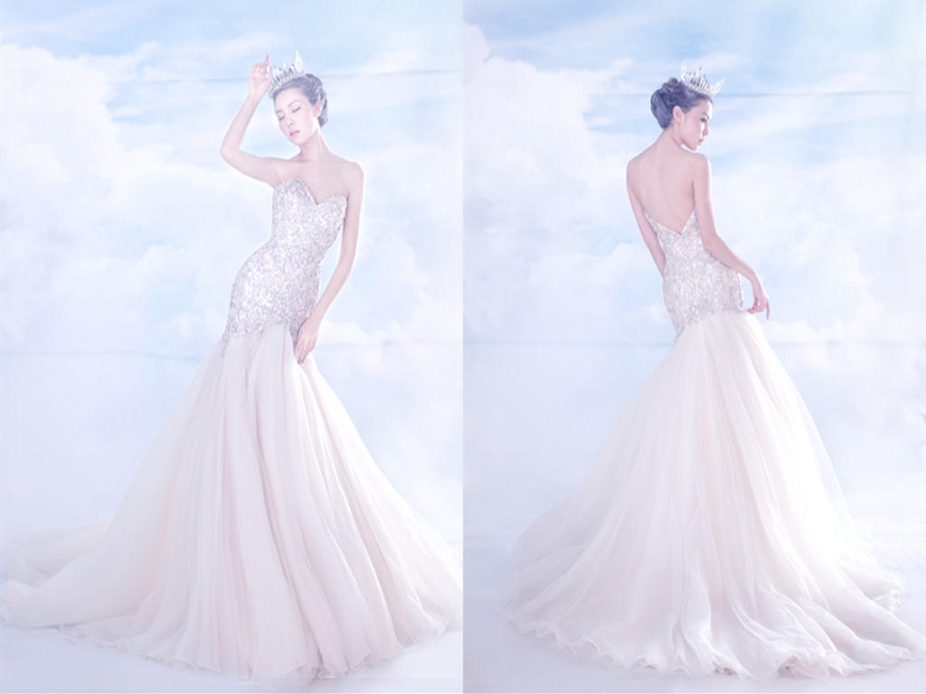 天镜系列 施华洛世奇重工鱼尾婚纱