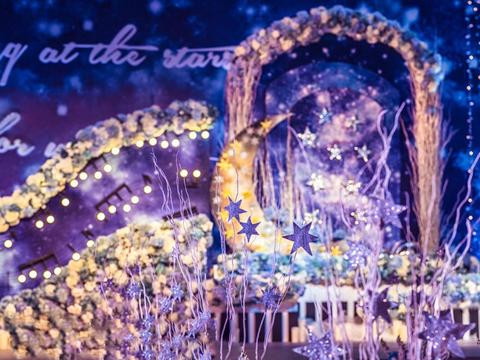 【花小姐】紫色浪漫星空创意送婚纱礼服全套超炫灯光