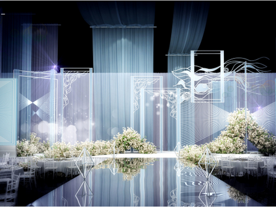 一生一世婚礼-简约创意清爽型 镜面T台