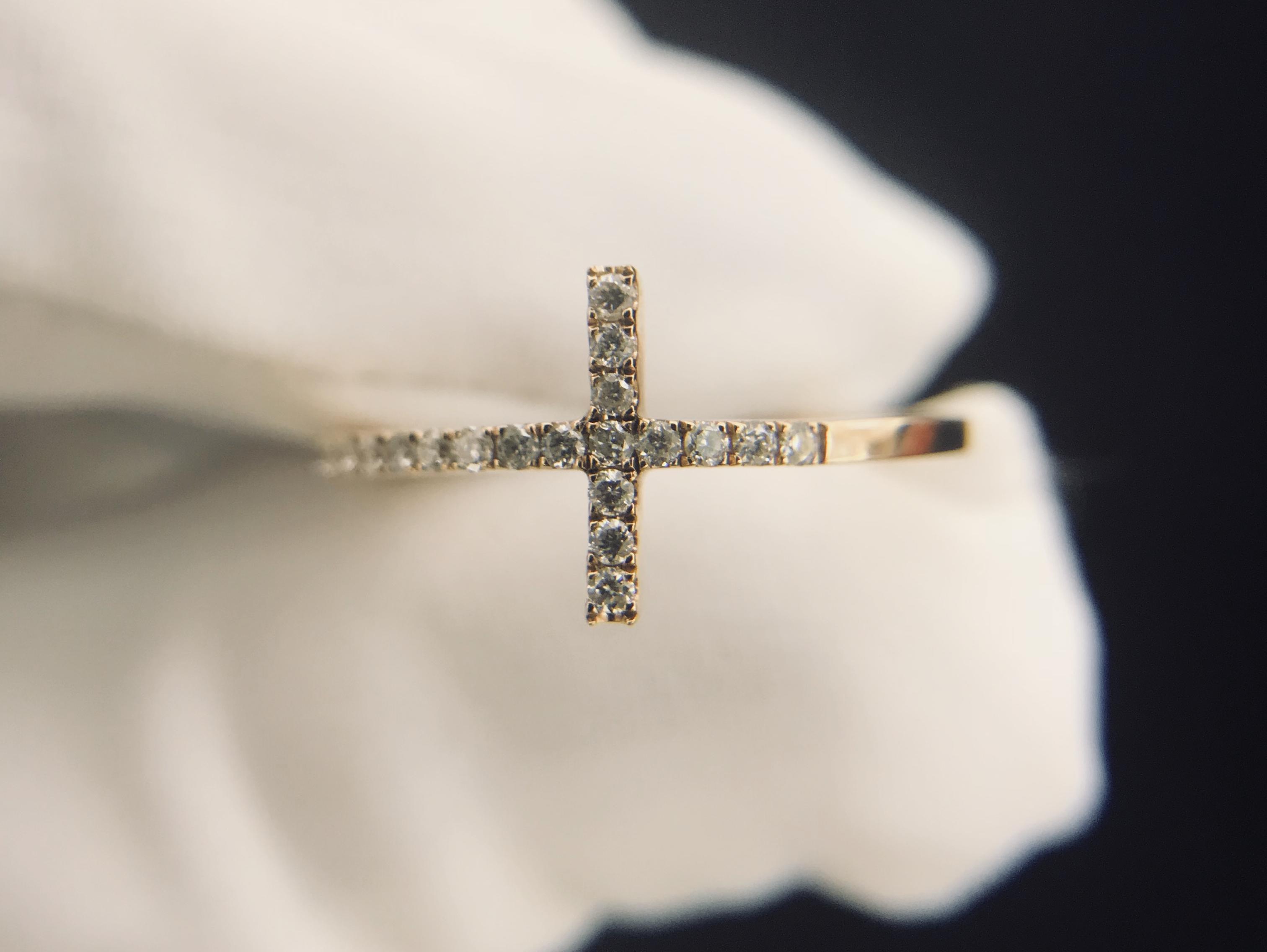 18K红十字架钻石戒指女戒