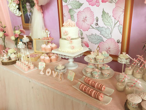 『Dashing Cake』粉色花系婚礼甜品台