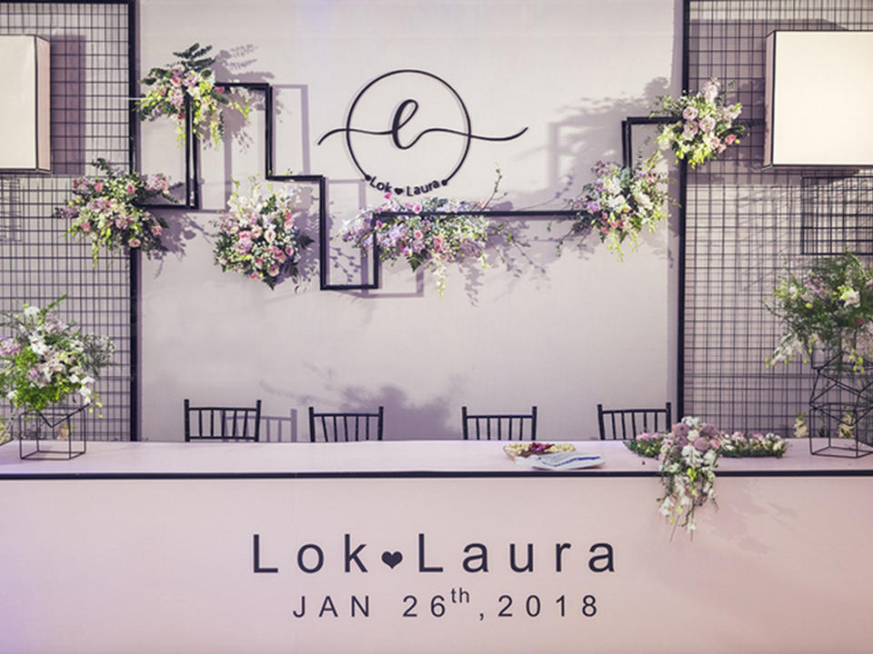 【铁艺、黑线条粉色系】人员+布置+音响设备+灯光