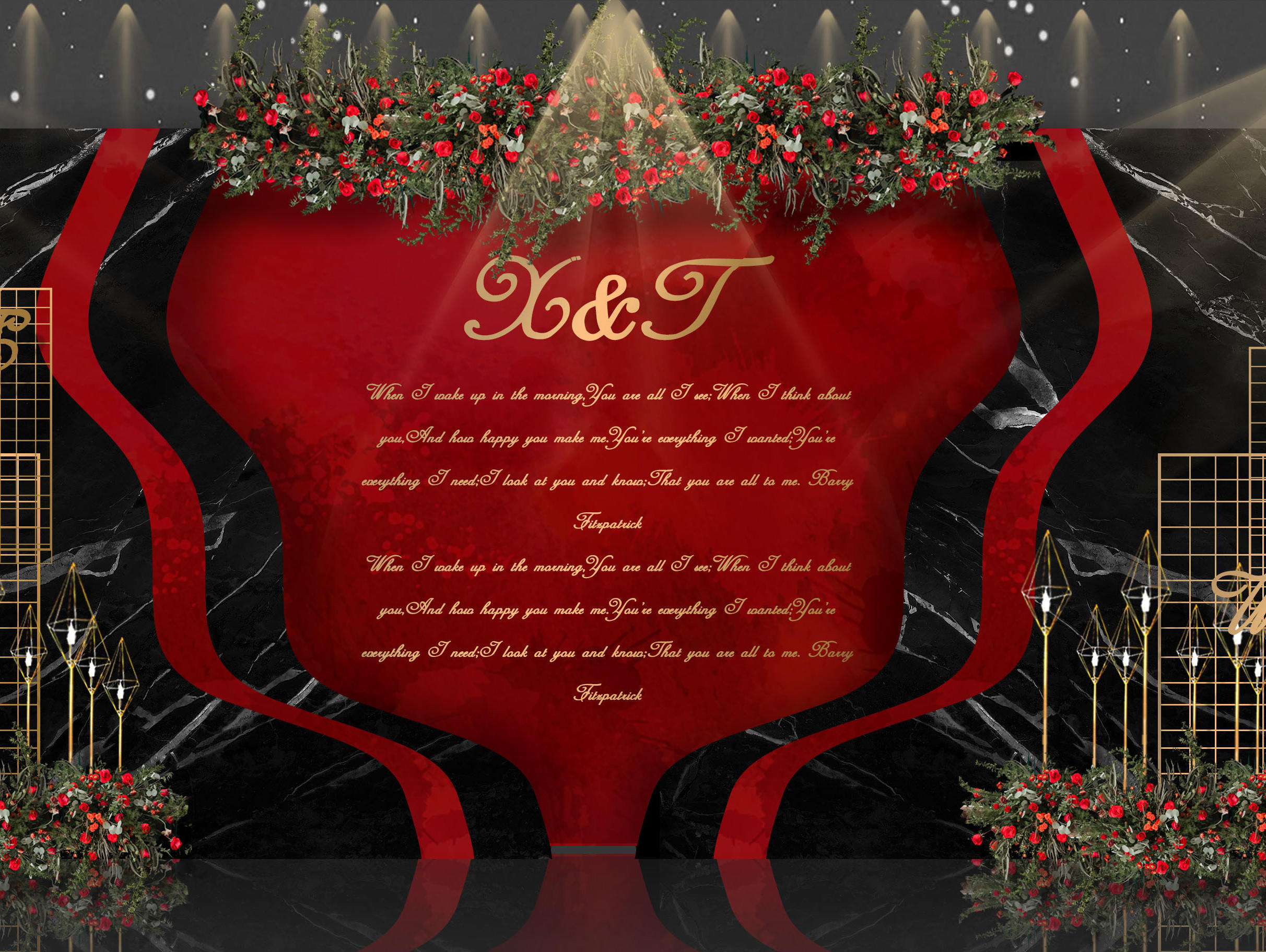 【玖月婚礼策划】红金黑高贵典雅，送四大人员