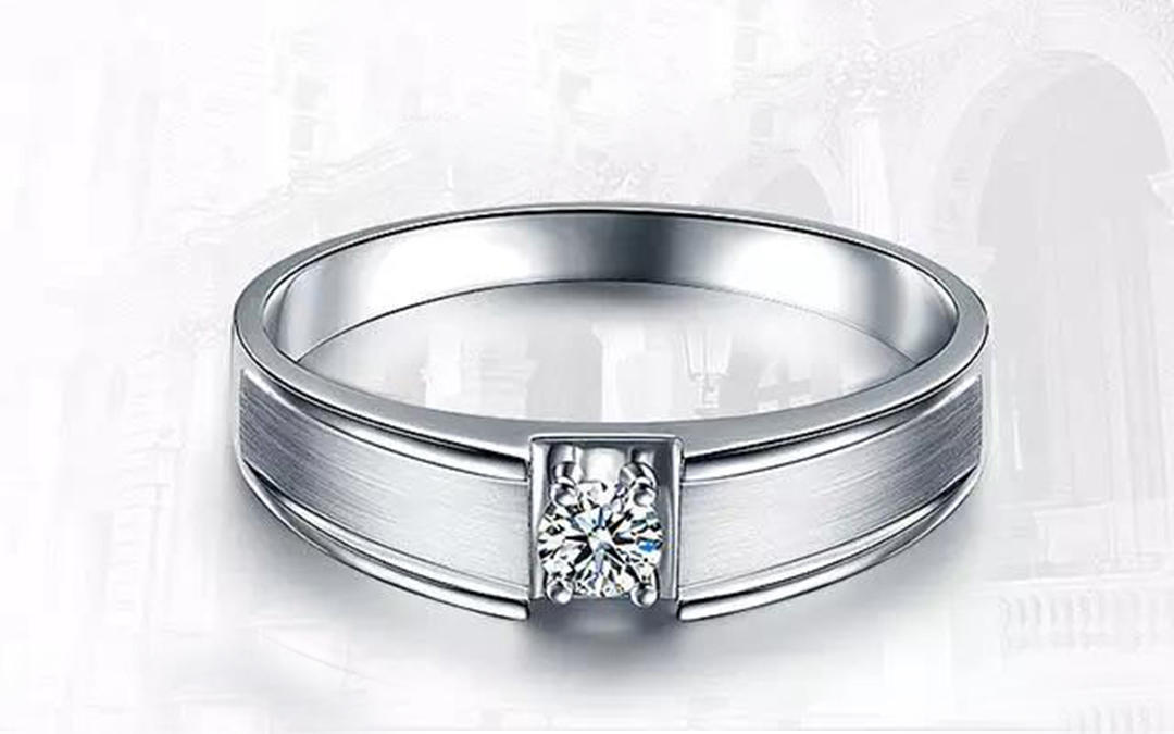 【男戒】睿智白18K金钻石结婚戒指