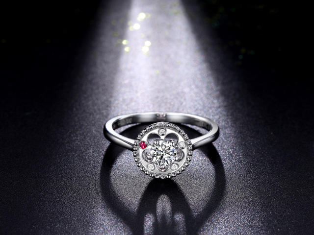 佐卡伊【摩天轮】系列 白18k金钻石戒指女戒婚戒
