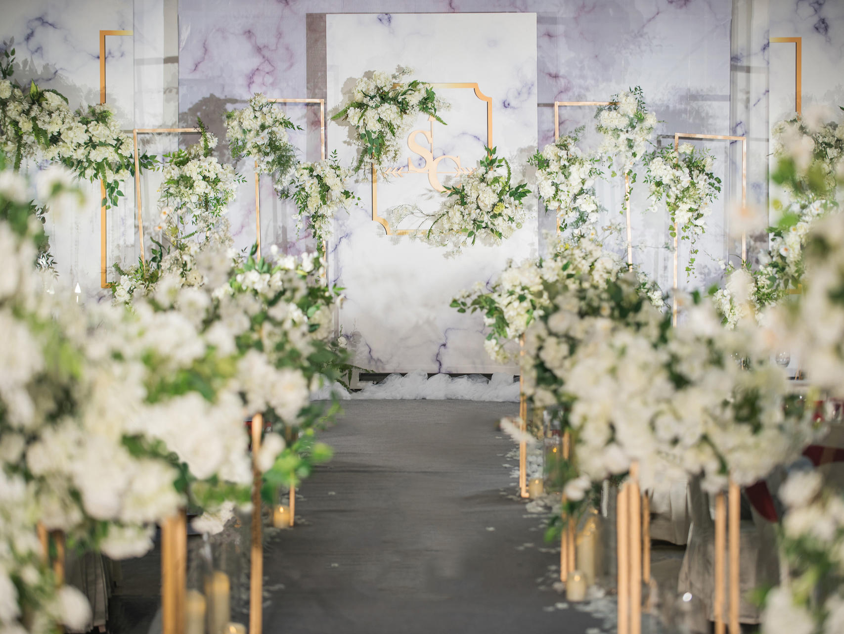 【大雅婚礼】清新款蓝色白色紫色大理石简约