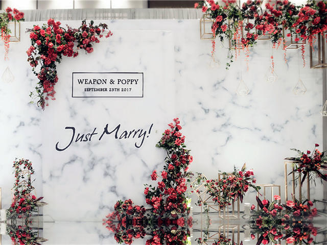 红，黑，白，三元素浪漫婚礼