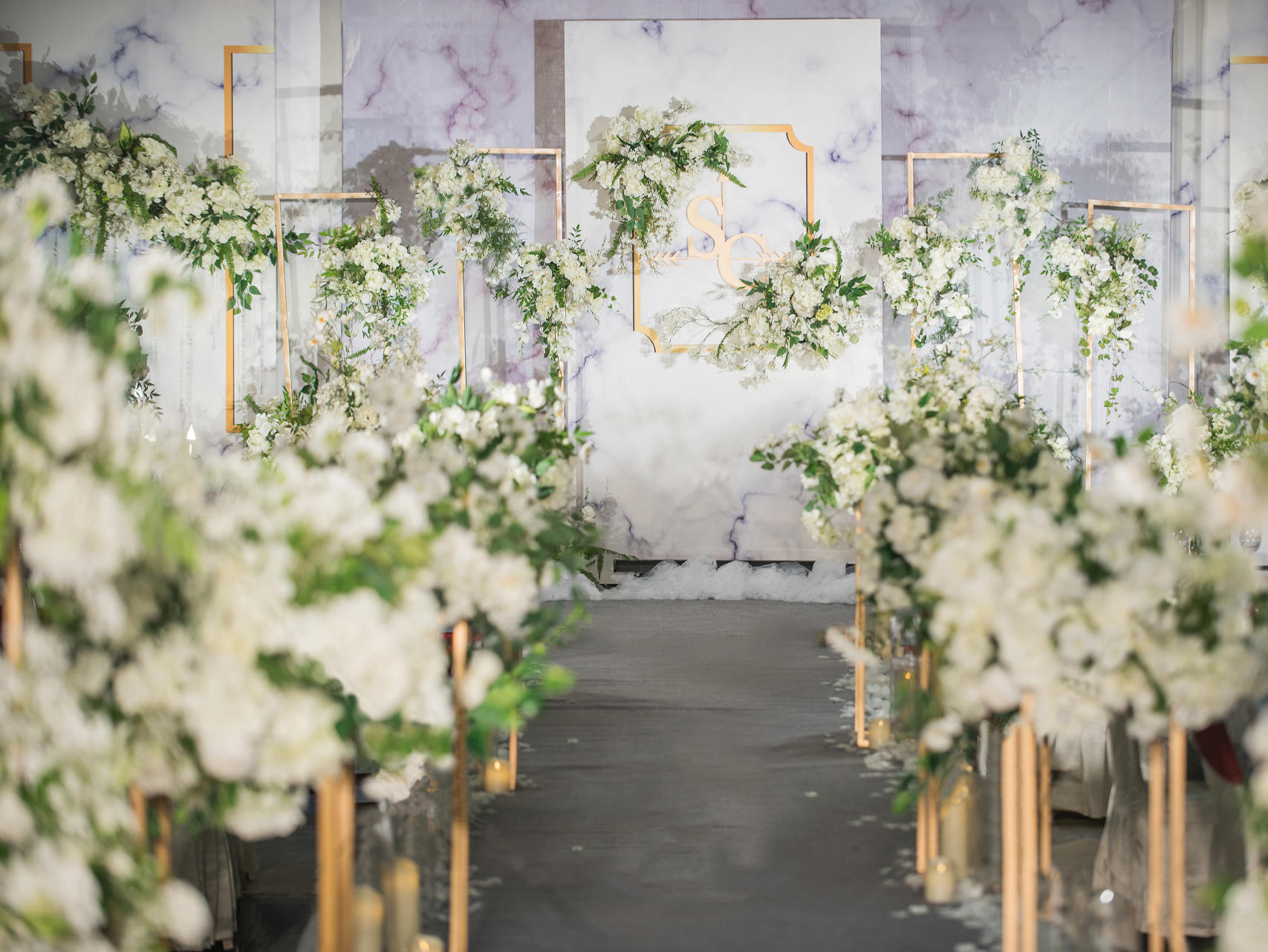 【大雅婚礼】清新款蓝色白色紫色大理石简约