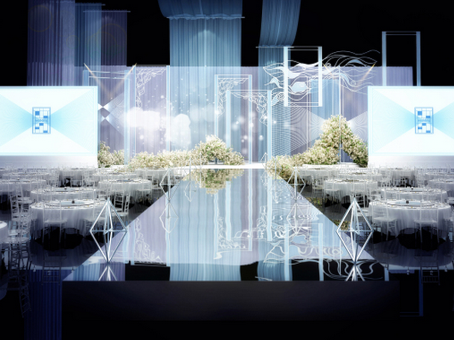 一生一世婚礼-简约创意清爽型 镜面T台