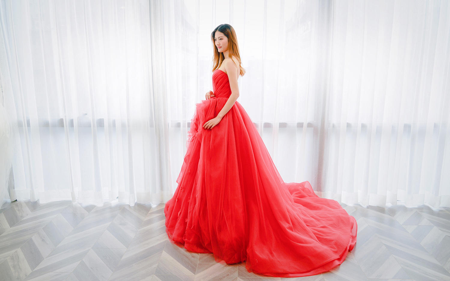 CHERI MARIE红色婚纱 