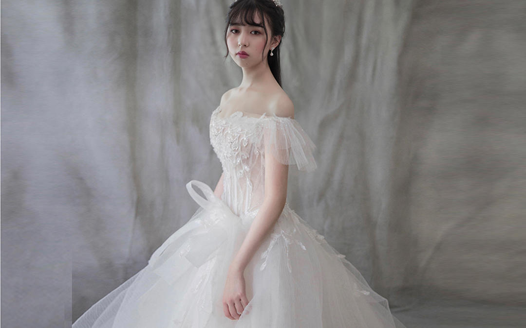 香槟色婚纱结婚仪式拖尾婚纱品薇嫁衣