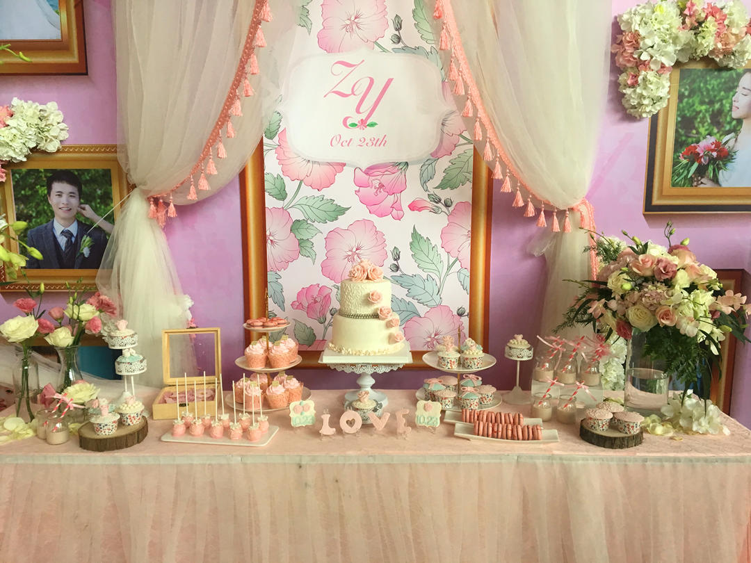 『Dashing Cake』粉色花系婚礼甜品台