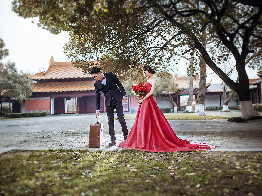 南京婚纱摄影古建筑外景婚纱照南京纪绪摄影工作室