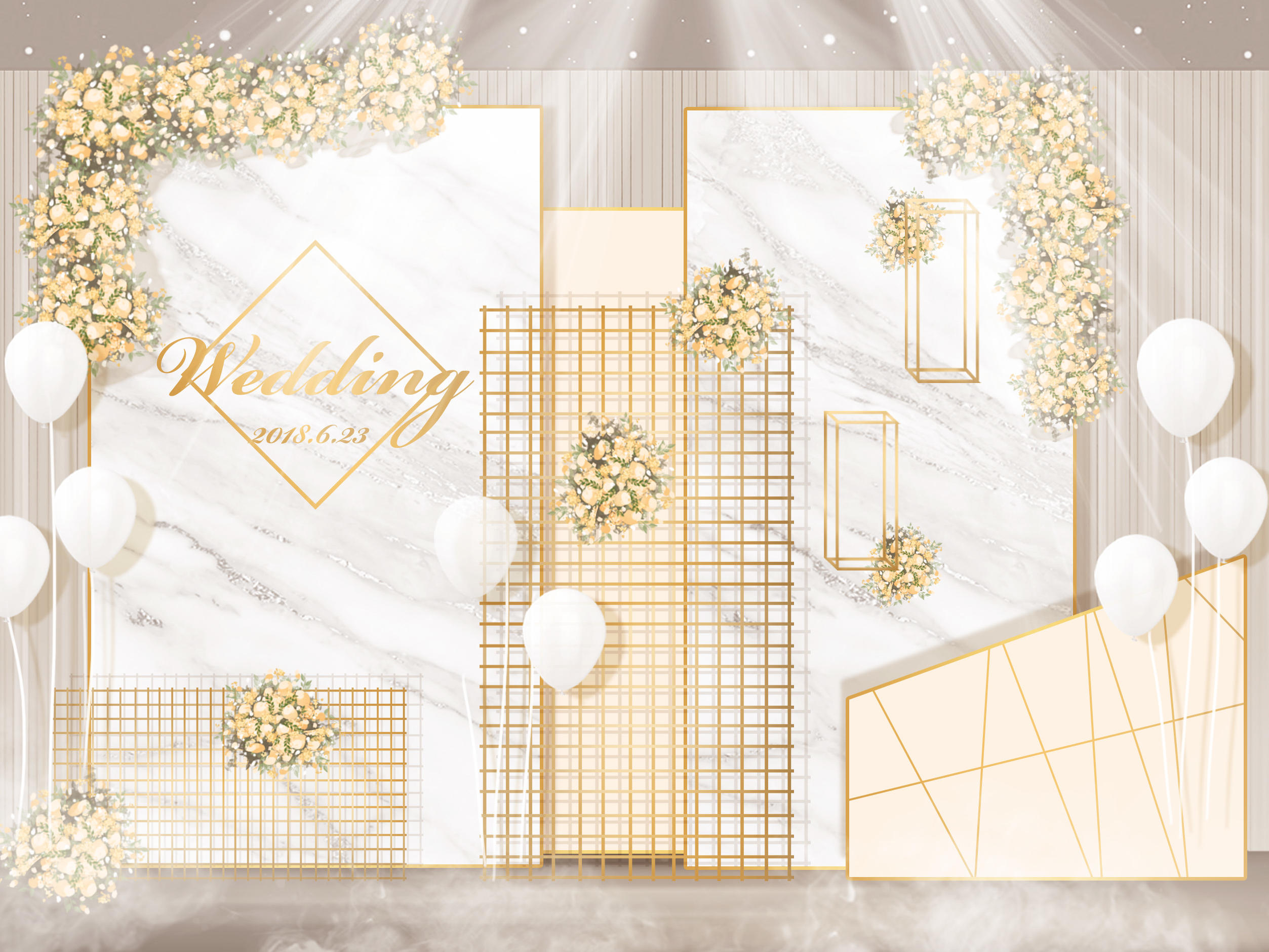 【玖月婚礼策划】香槟白 含四大人员