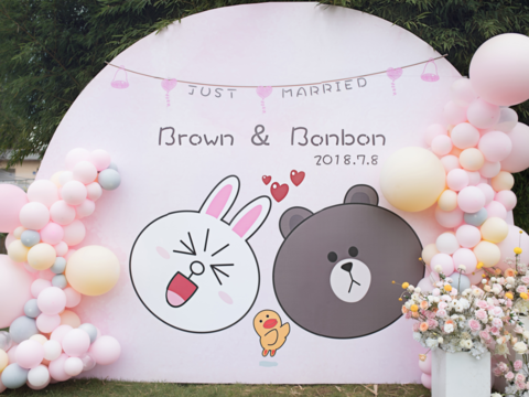 【布朗熊与可妮兔】户外马卡龙色系小清新气球婚礼