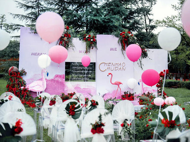 【岁玺婚礼】火烈鸟系列 户外 红绿  含四大金刚