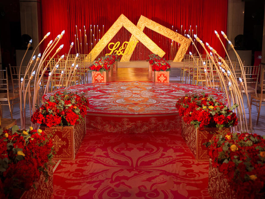 香檳色紅色婚禮布置【棟景婚禮策劃】流光