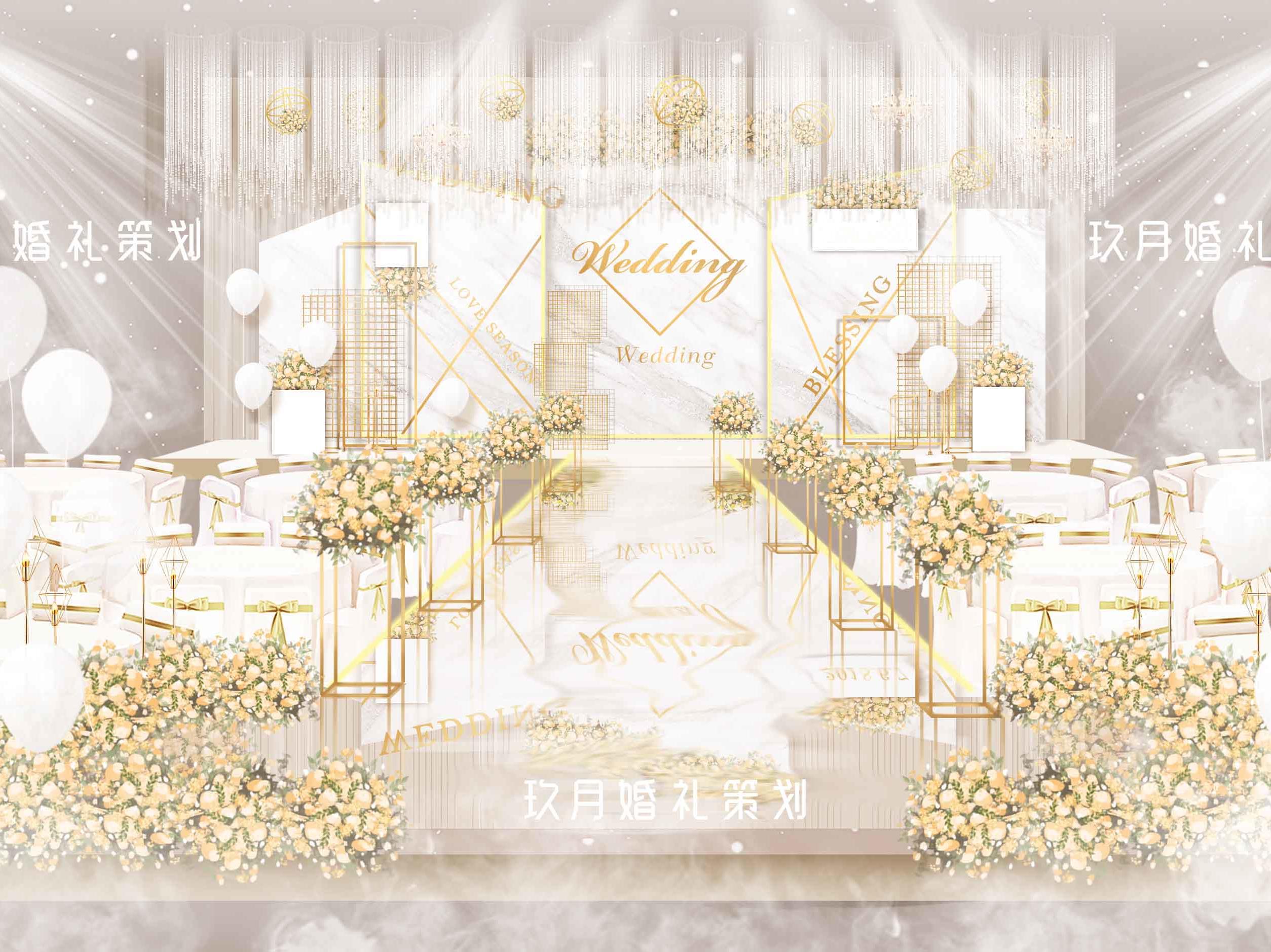 【玖月婚礼策划】香槟白 含四大人员