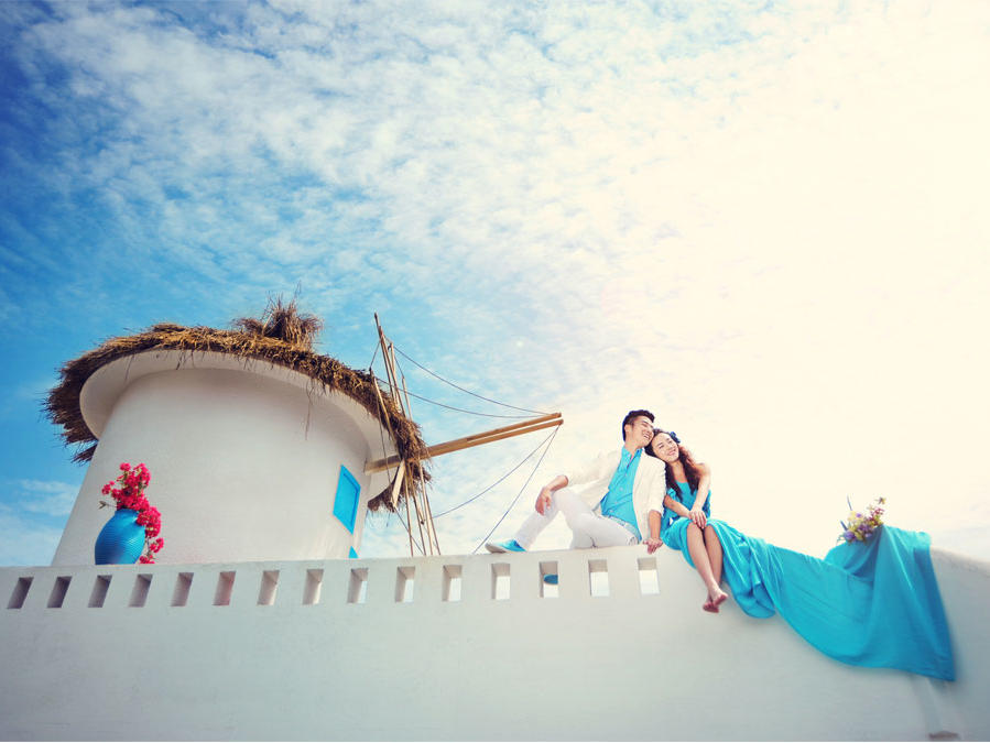 【希臘唯美海景婚紗攝影】圣托里尼私家海岸