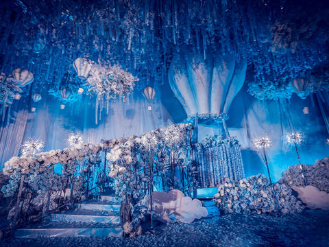 【尚诺】送免租婚纱丨奢华欧式蓝色系室内婚礼含灯光