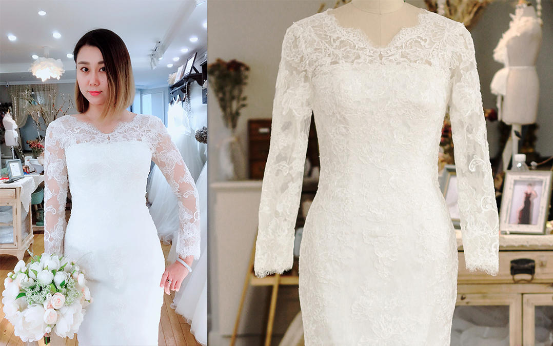 《媆·设计》复古蕾丝长袖鱼尾礼服租赁套餐