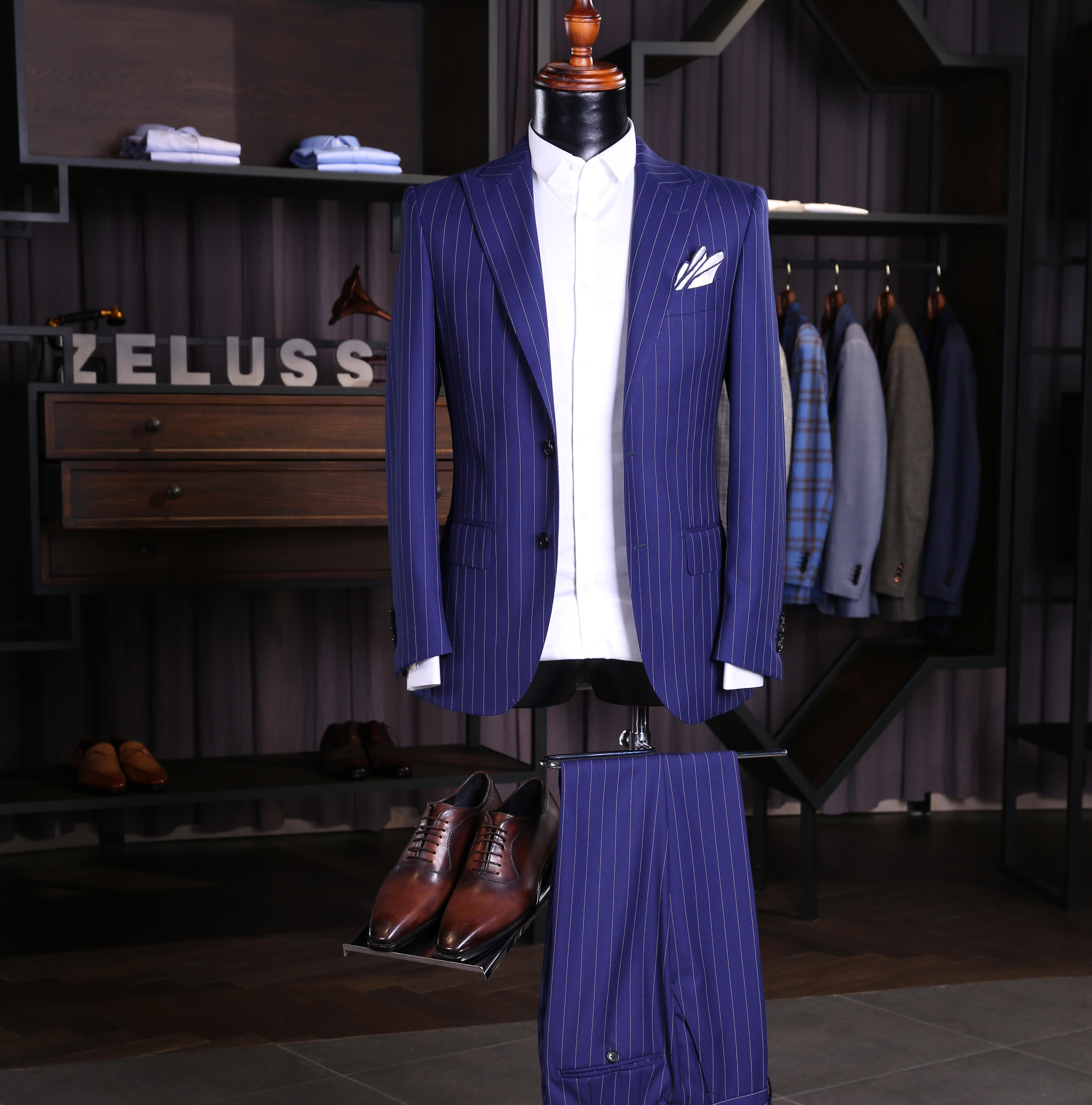 【奢至】正蓝色条纹新郎套西【礼服/商务】