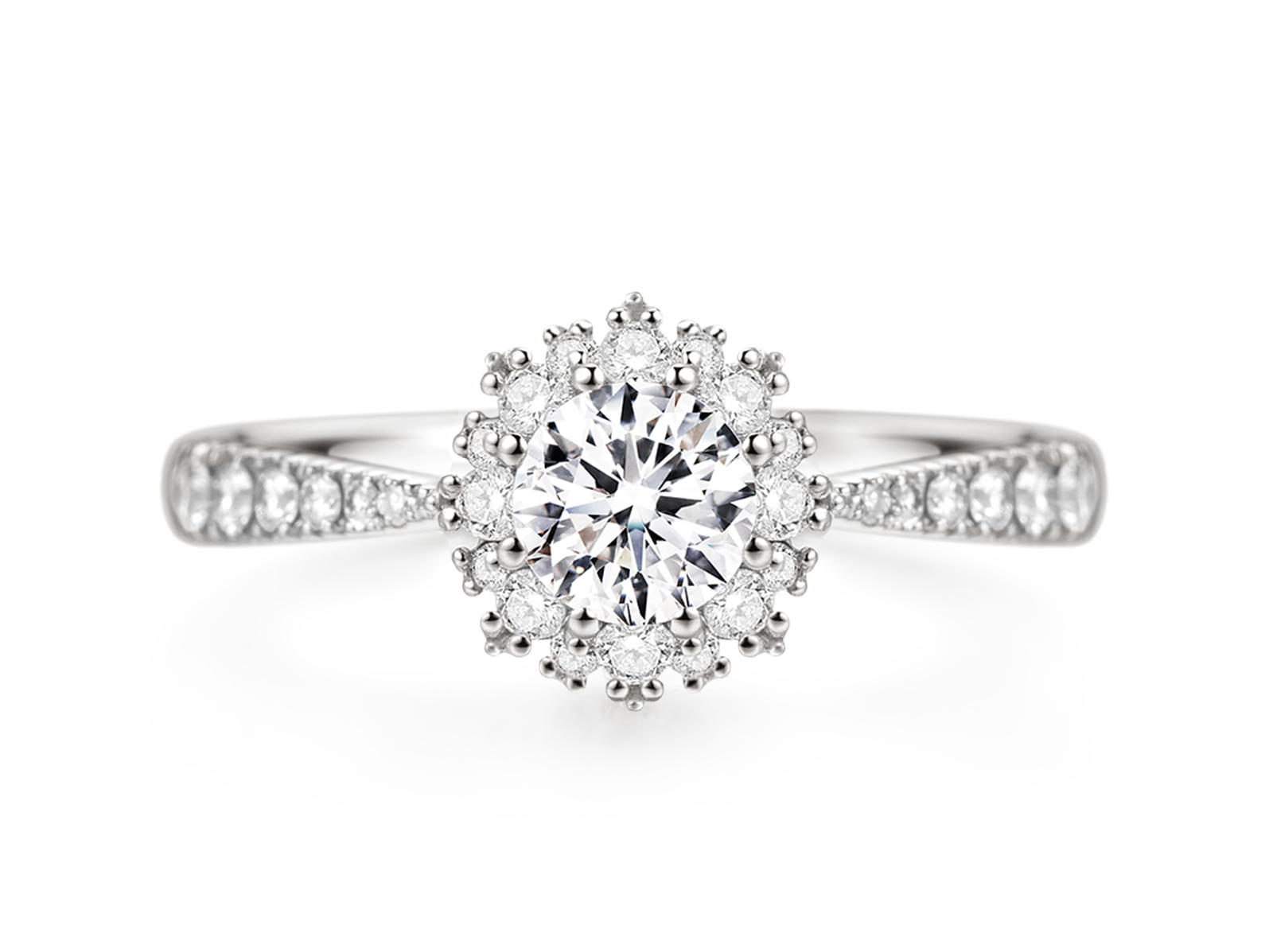 梵誓-雪中巴黎雪花多爪镶嵌钻石显钻大