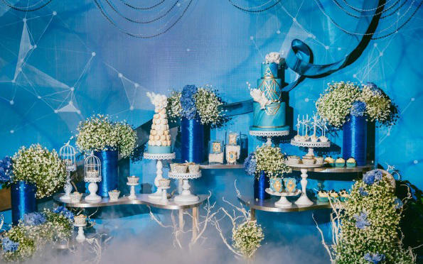 婚礼甜品蓝色优雅 甜品台 浪漫婚礼