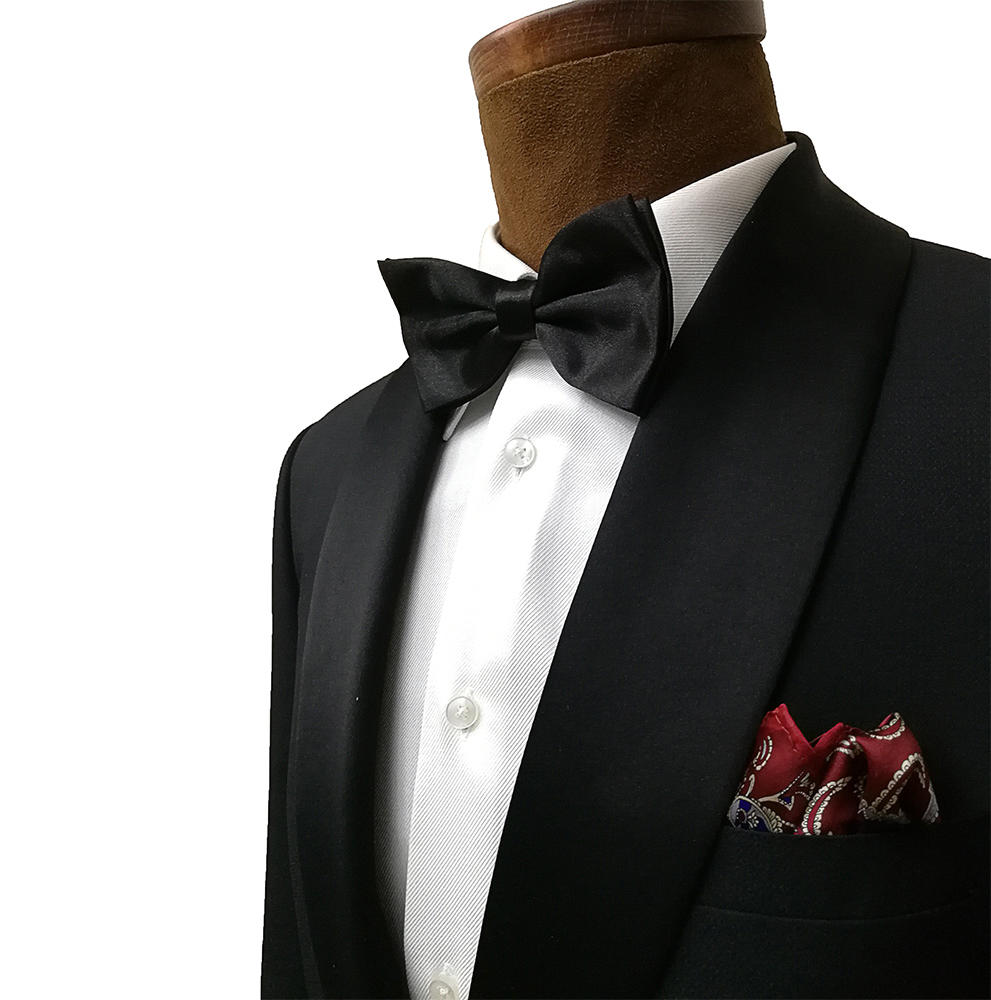 优山 纯黑色青果领修身男士结婚礼服