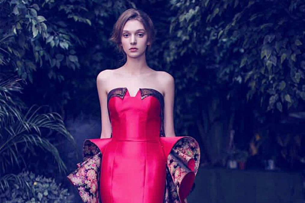 Miss.k2017新款~气场女王范红色高定礼服