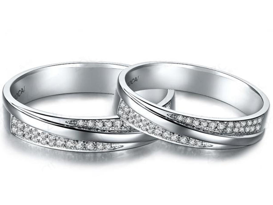 【久福源珠宝】照耀你我-18K白金钻石结婚对戒