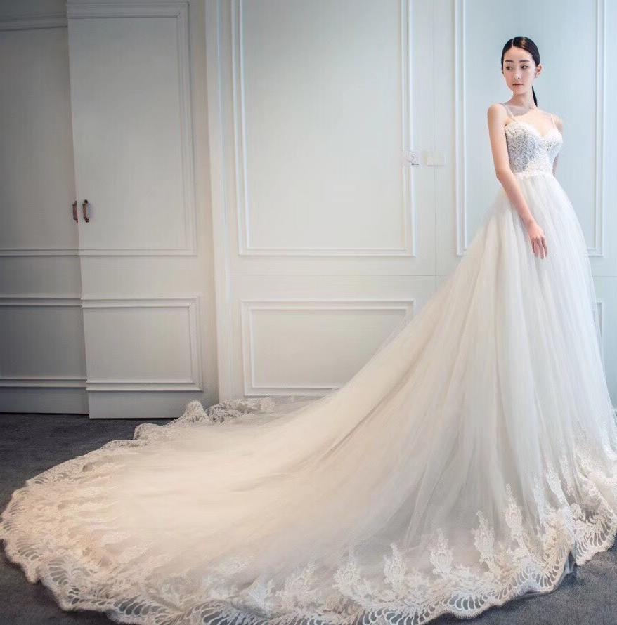 【初心】齐地婚纱3件套+4套伴娘娘服 头纱 裙撑