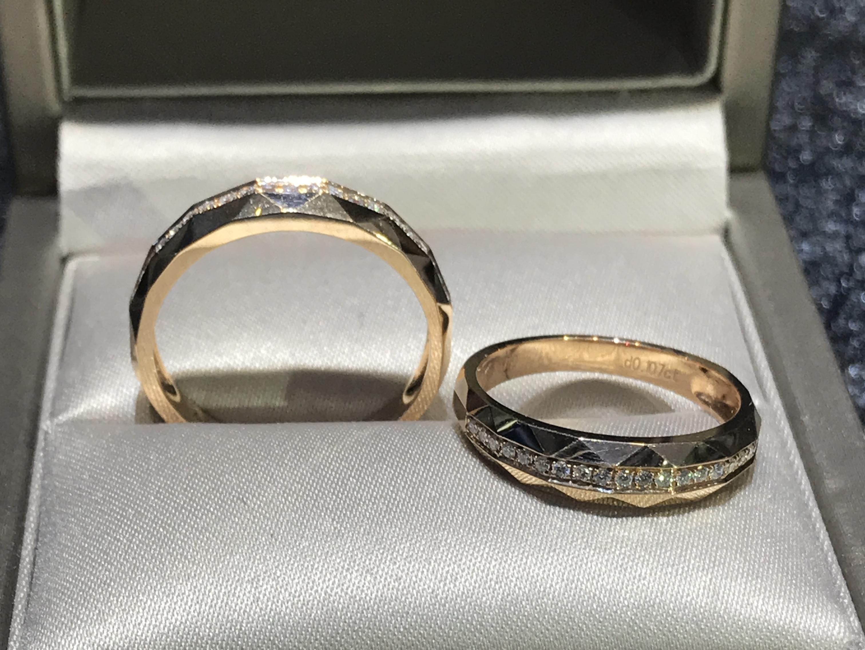 18K金 玫瑰金  钻石情侣对戒