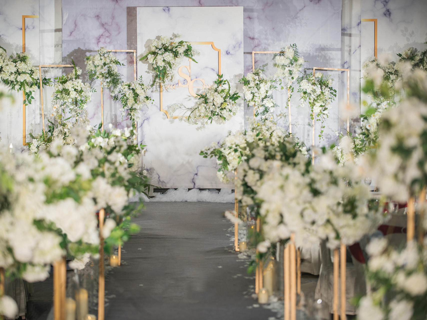 【大雅婚礼】清新款蓝色白色紫色大理石简约