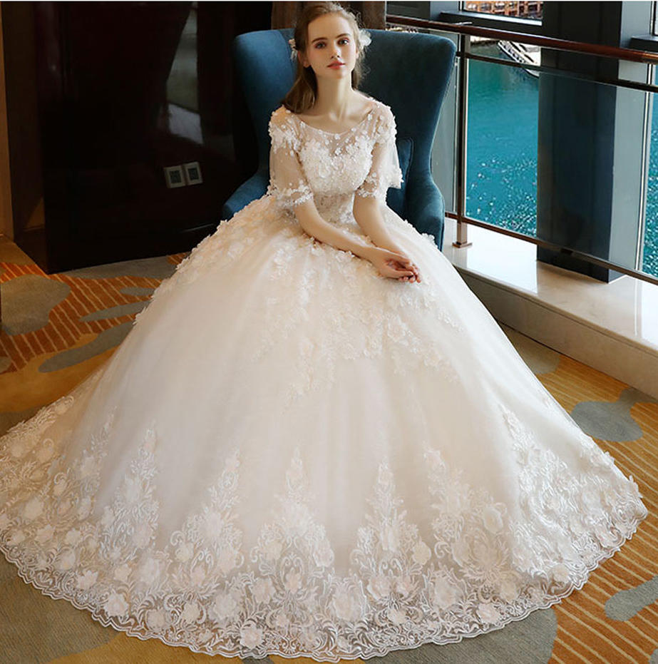 B&L婚纱礼服公主保守主简约森系法式齐地【单品】