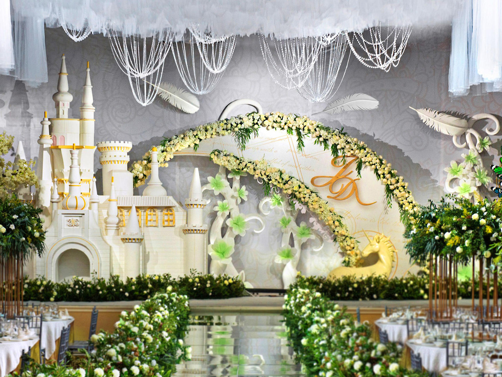 小清新森系花艺简约唯美浪漫童话城堡主题婚礼