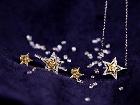 【欧若拉】星星吊坠-黄色蓝宝石/一套的价格更优惠