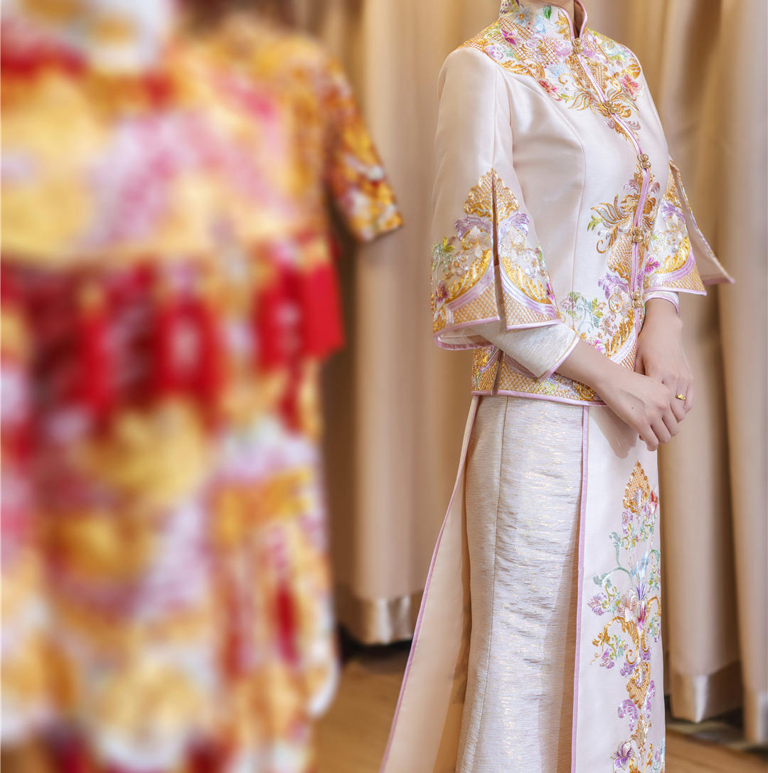 【潮婚特卖】【茛苕花开】新中式小拖尾秀禾服   