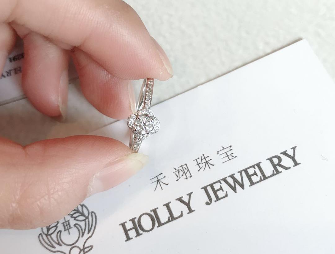 18k金白简约系列钻石对戒