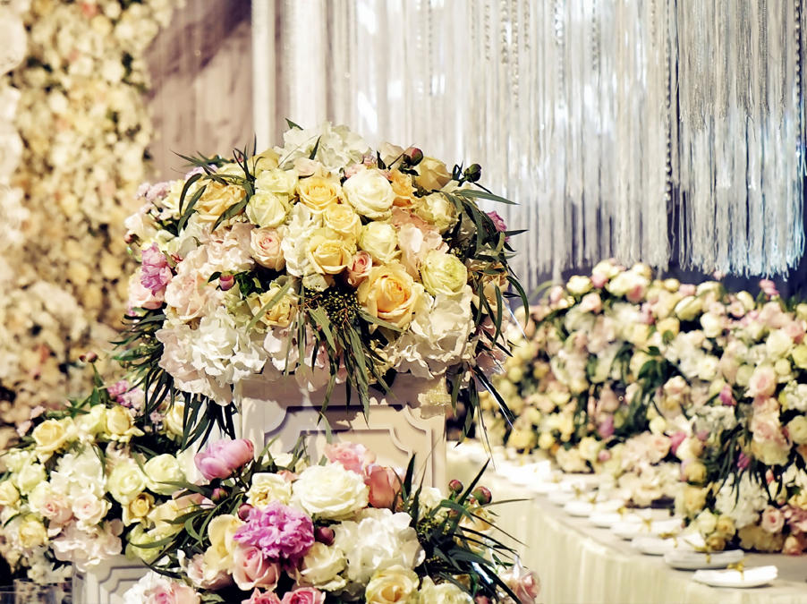 韩式全鲜花会场自助餐婚礼