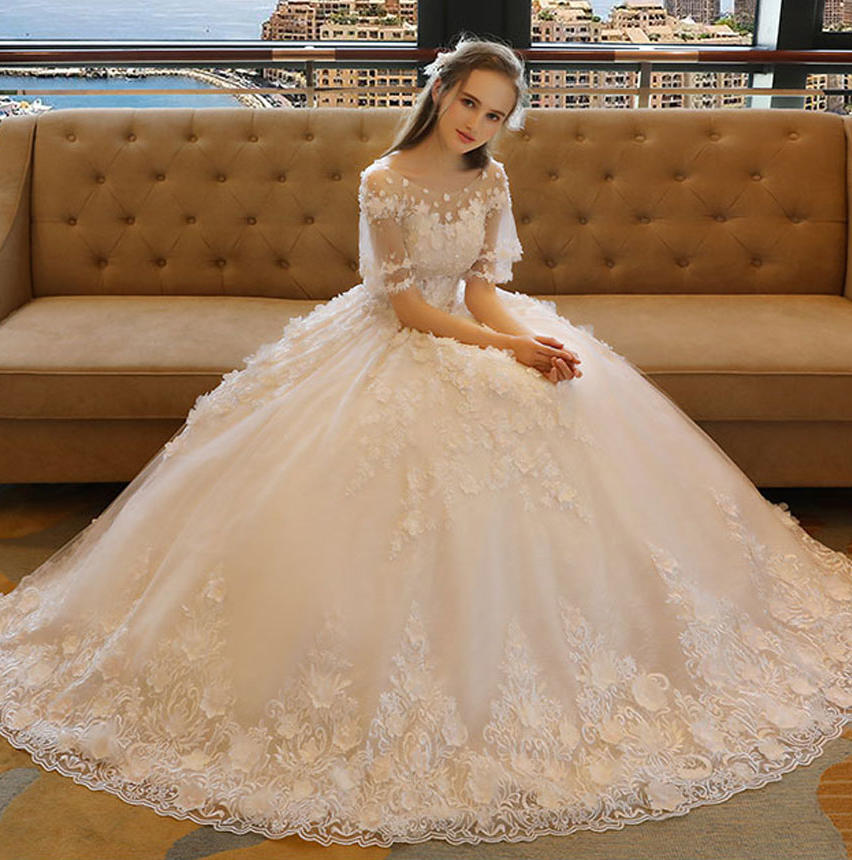 B&L婚纱礼服公主保守主简约森系法式齐地【单品】