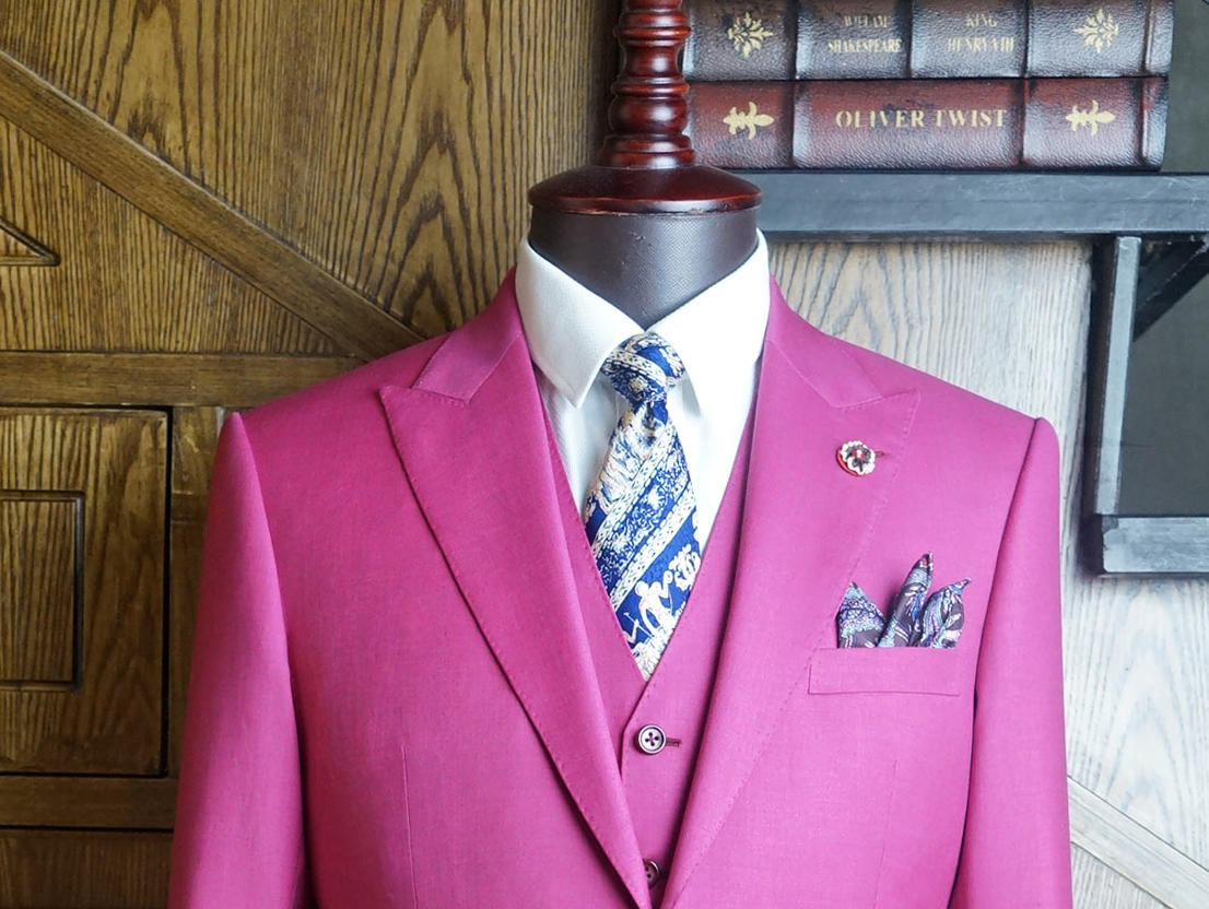 【深岚样衣】玫红色简约西服