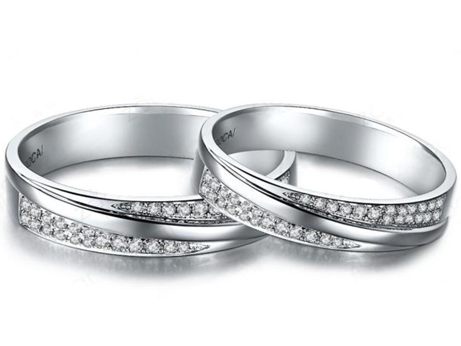 【久福源珠宝】照耀你我-18K白金钻石结婚对戒