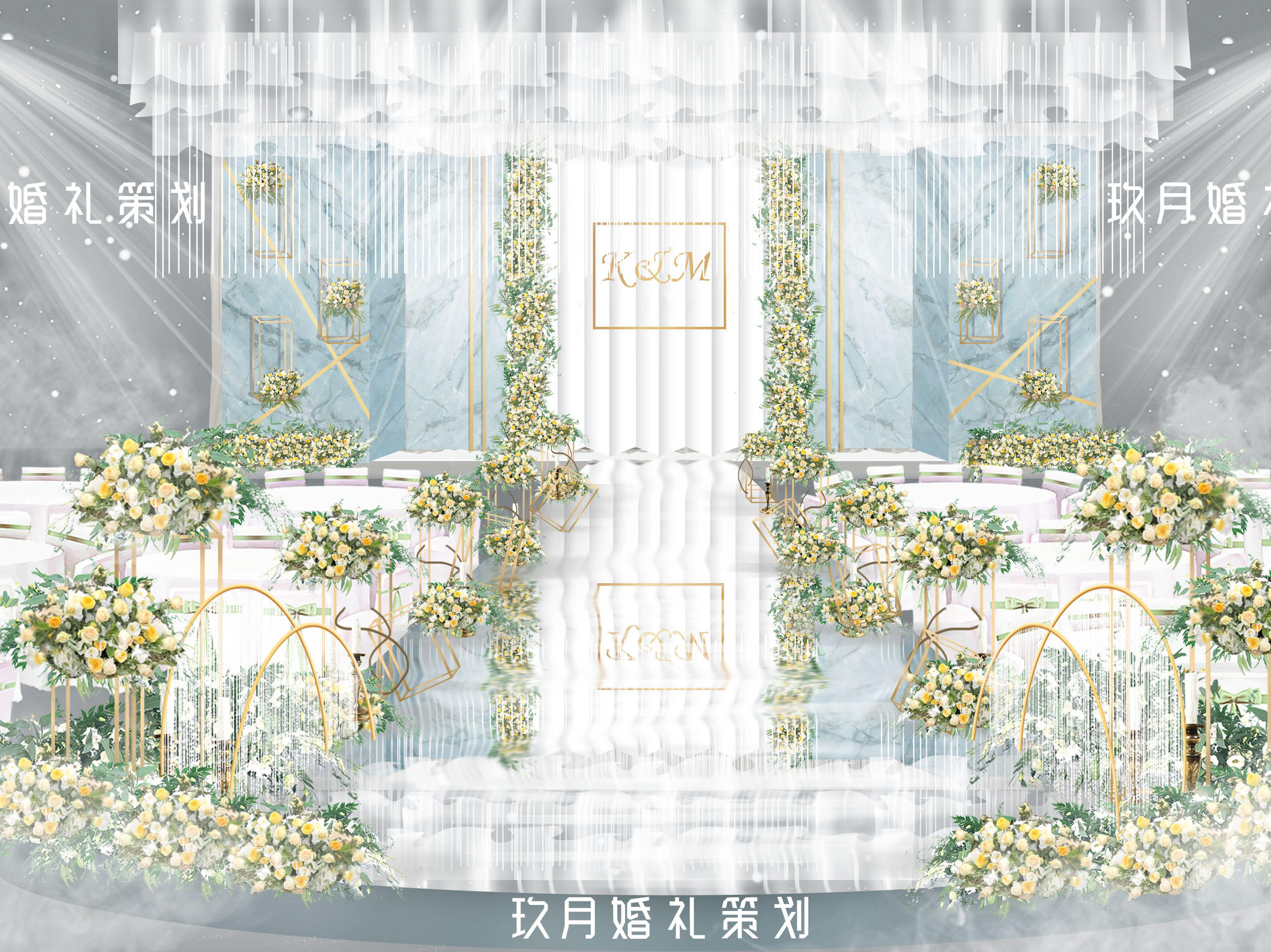 【玖月婚礼策划】蓝白色系简约清新