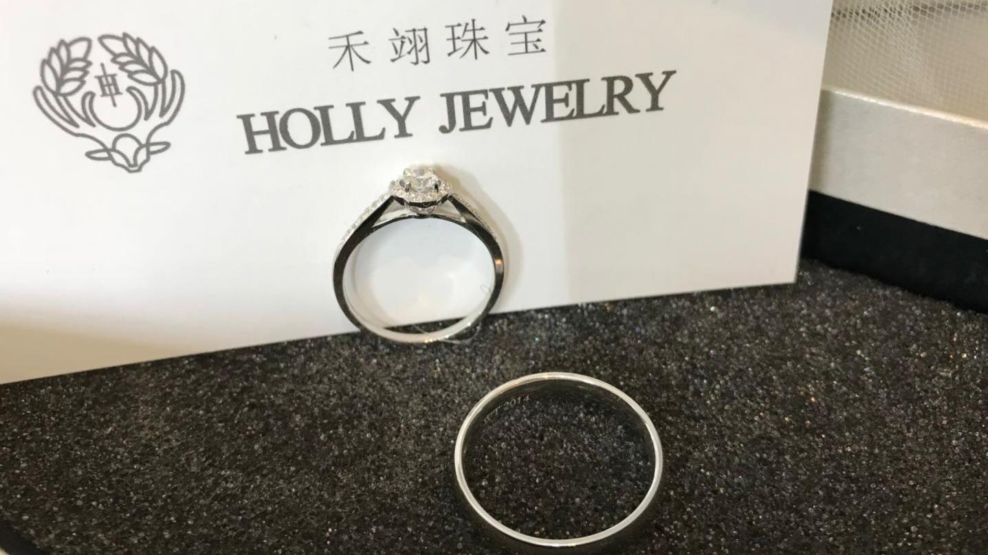 18k金白简约系列钻石对戒