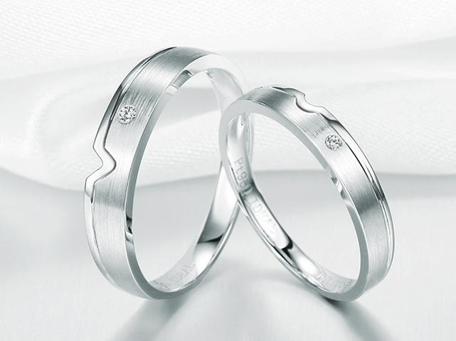 【久福源珠宝】相依偎-18K白金钻石结婚对戒