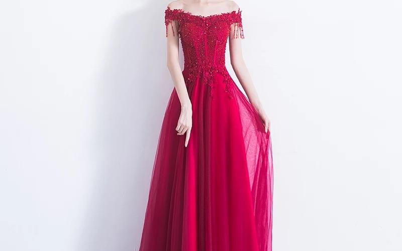 酒红色修身显瘦新娘敬酒服