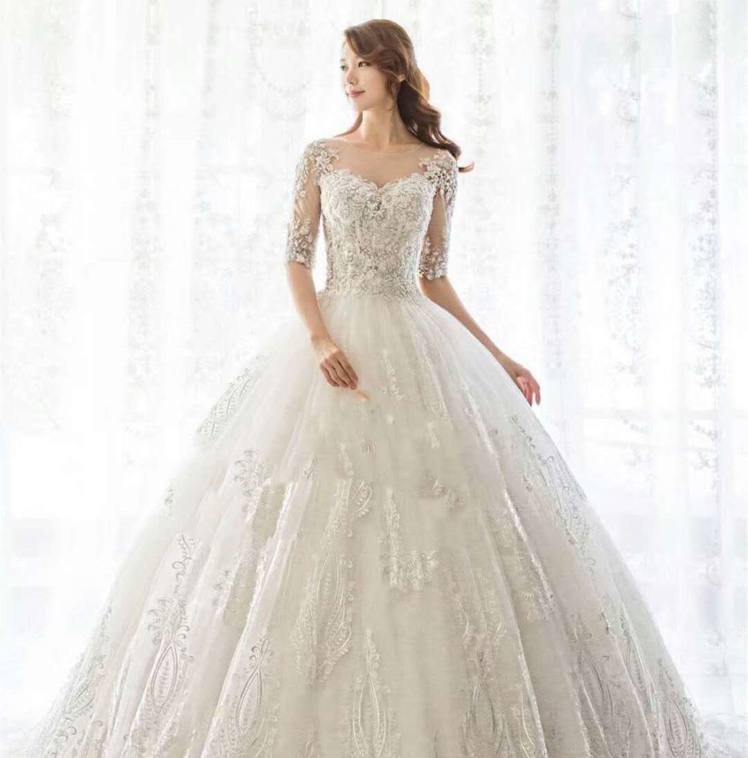 韩国Koo Ja Yeon婚纱八件套餐含新郎西装