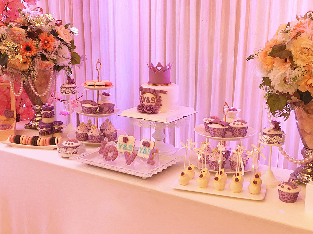 『Dashing Cake』紫色花系婚禮甜品臺(tái)